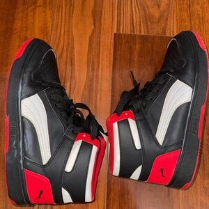 Puma Men's Black, Red, and White Sneakers